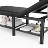 Folding Stationary Massage Table with Backrest and Storage Space for Treatment Table Physical Therapy Table Spa Facial Bed, 6 Round Legs Metal Frame PU Leather, 30.5'' Wide  75'' Long - Black view 4