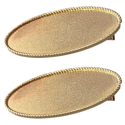 4 Pcs Blank Hair Clips Alloy Alligator Hair Clips Hair Barrettes with Oval Blank Cabochon Setting Tray and Cover for DIY Hair Accessories Making (Large)