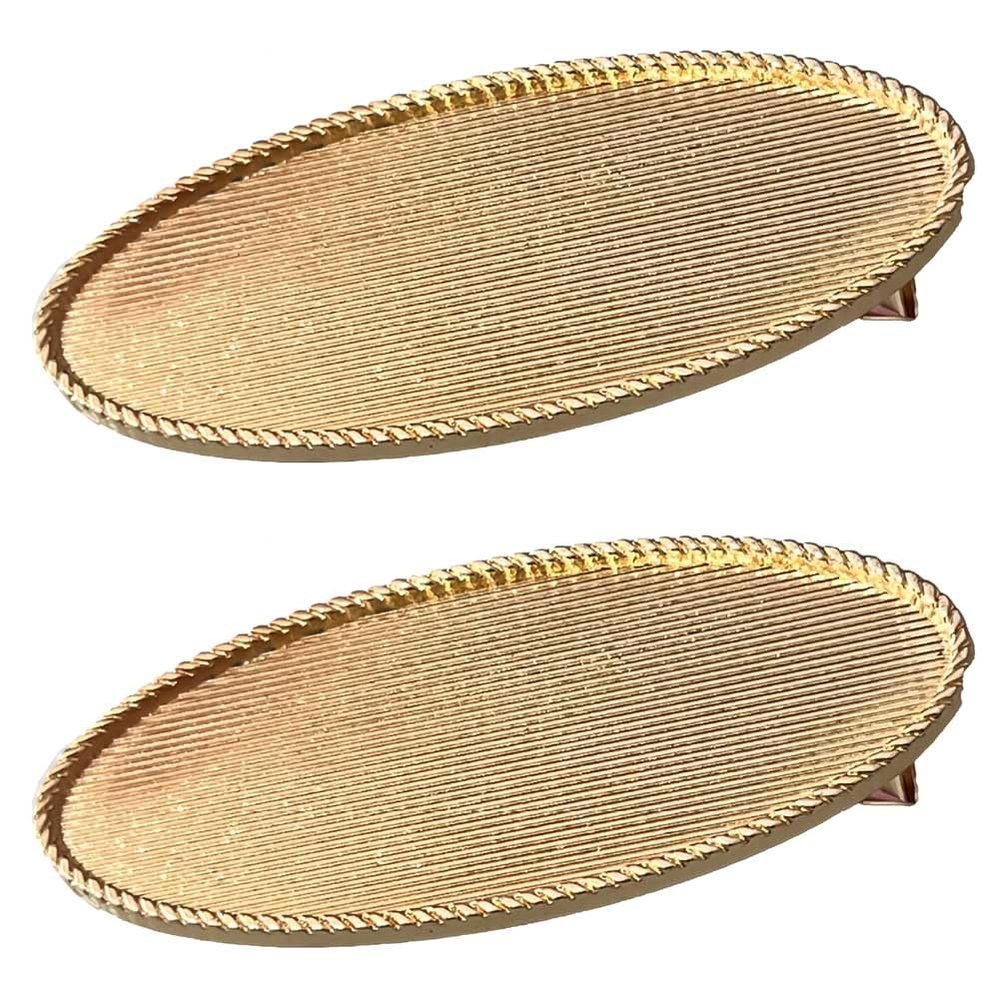 4 Pcs Blank Hair Clips Alloy Alligator Hair Clips Hair Barrettes with Oval Blank Cabochon Setting Tray and Cover for DIY Hair Accessories Making (Large)