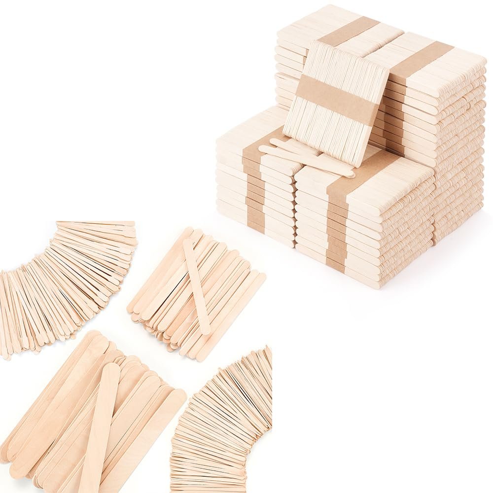4 Style 500 Pcs Wax Sticks & 3000 Pcs 4.5 Inch Popsicle Sticks for Crafts