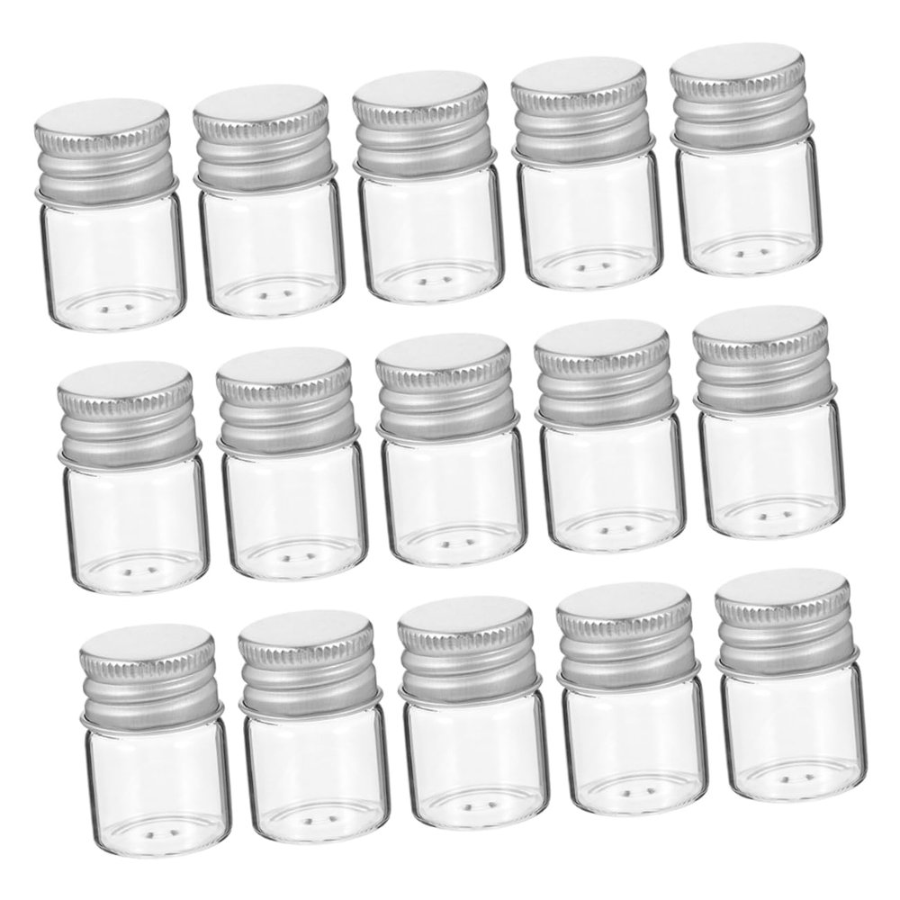 JECOMPRIS 48pcs Small Glass Bottles Transparent Vials with Screw Caps for Samples Powders Cosmetics Jewelry Storage Easy to Clean Portable High Visibility Glass Containers