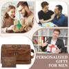Aganmi Personalized Gifts Travel Toiletry Bag for Men, Engraved Initial PU Leather Waterproof Shaving Bag, Groomsmen Present Christmas Birthday Gifts for Men Dad Husband Son Boyfriend, Light Brown E view 2