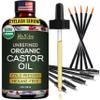 Ella & Eden Organic Castor Oil for Eyelashes - 4 Fl Oz Glass Bottle Lash Serum - for Eyebrows, for Hair Growth - Cold-Pressed Hexane-Free USDA Certified 100% Pure Unrefined view 1