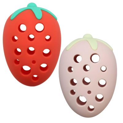 2Pcs Silicone Strawberry Makeup Sponge Holder - Reusable Travel Accessory for Makeup Sponges, Cases, and Skincare Organizers
