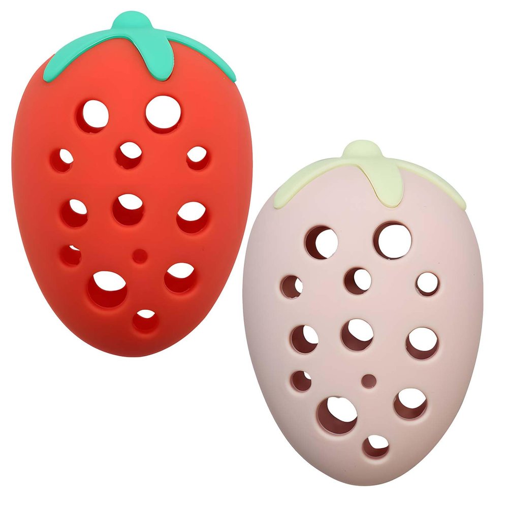 2Pcs Silicone Strawberry Makeup Sponge Holder - Reusable Travel Accessory for Makeup Sponges, Cases, and Skincare Organizers