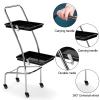 YHHLWXMDZ Salon Stations for Hair Stylist, Salon Trolley Cart with Wheels, 2 Layers Salon Tray with Wheels, for Tools Storage(Black) view 4