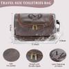 Aganmi Engraved Initial Travel Toiletry Bag 21st 30th 40th 50th 60th 70th 75th 80th Birthday Gifts for Men Him, PU Leather Shaving Bag Gift for Dad Husband Boyfriend Brother Grandpa, Dark Brown D view 3