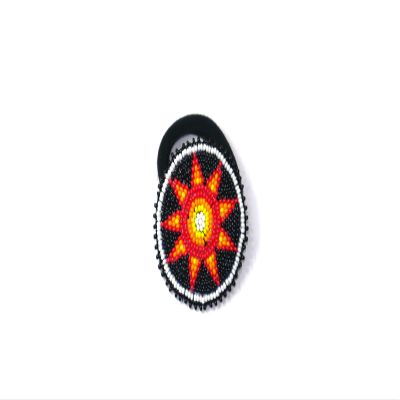 Beaded Hair Clips Native American Style Handmade Collection (Ponytail Hair-ties (Black Star))