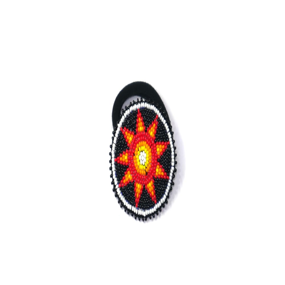 Beaded Hair Clips Native American Style Handmade Collection (Ponytail Hair-ties (Black Star))