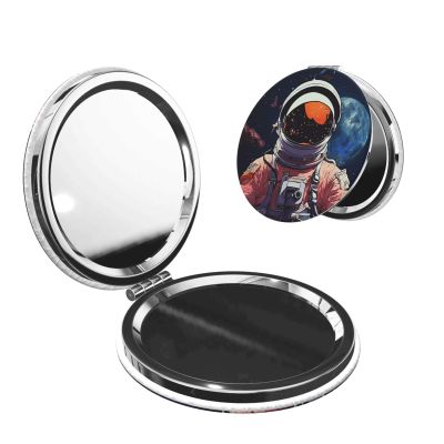 KKLWEGU Cool Man in Outer Space Galaxy Compact Pocket Mirror,1x/2x Cosmetic Mirror Portable Folding Handheld Mirrors Portable Travel Makeup Mirror for Women Girls