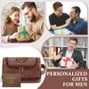Aganmi Personalized Gifts Travel Toiletry Bag for Men, Engraved Initial PU Leather Waterproof Shaving Bag, Groomsmen Present Christmas Birthday Gifts for Men Dad Husband Son Boyfriend, Reddish Brown I view 2