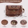 Aganmi Personalized Gifts Travel Toiletry Bag for Men, Engraved Initial PU Leather Waterproof Shaving Bag, Groomsmen Present Christmas Birthday Gifts for Men Dad Husband Son Boyfriend, Reddish Brown I view 3