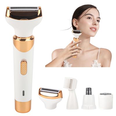 Electric Razor for Womens Men,Cordless Ladies Electric Shaver,4 in 1 Painless Wet & Dry Waterproof Body Razor and Facial Hair Remover,Rechargeable Hair Removal Kit for Bikini Underarm Hairs (White)