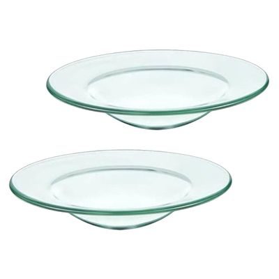 Ciieeo 2Pcs Wax Warmer Replacement Dish Round Glass Plate for Melting Wax Scented Oils Easy to Clean Stable Design for Essential Oil Diffuser Use