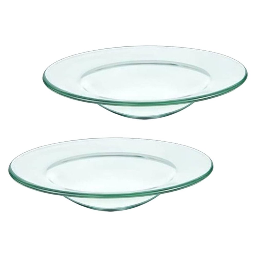 Ciieeo 2Pcs Wax Warmer Replacement Dish Round Glass Plate for Melting Wax Scented Oils Easy to Clean Stable Design for Essential Oil Diffuser Use