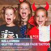 8PCS Halloween Glitter Freckles Face Tattoo, Sparkle Freckles for Women and Kids, Cute Star Waterproof Gold Temporary Face Tattoos Glitter Glow Up Patches (8PCSC Holographic Multicolor) view 2
