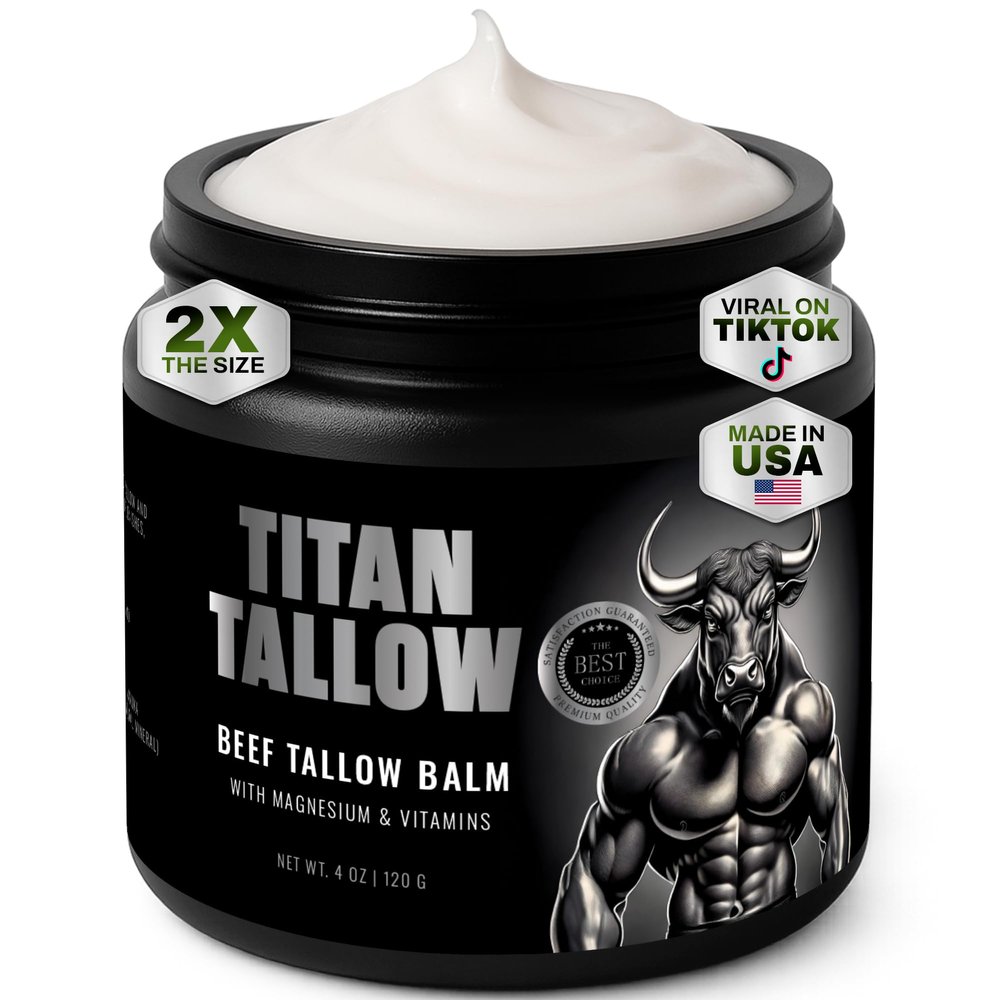 Beef Tallow for Skin, Face & Body Balm with Magnesium for Sleep, Leg Cramps & Pain, Muscle Relaxation, Moisturizing Topical Cream - Organic Grass-Fed & Grass-Finished Tallow, Manuka Honey Lotion