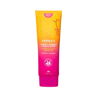 DERMA E Face Exfoliator, Vitamin C Whipped Radiance Polish, 4 Oz, Stabilized Vitamin C & Dual-Action Exfoliation to Help Brighten, Exfoliate & Protect Skin Barrier, Gentle Skin Care