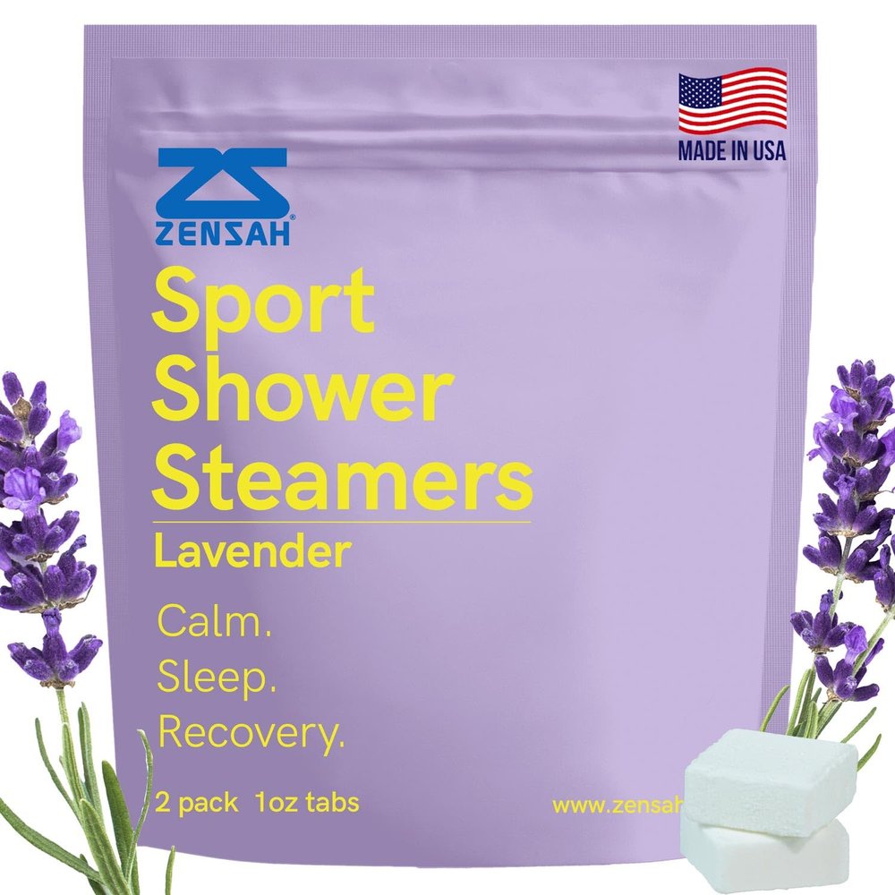Zensah Calming Lavender Sport Shower Steamers - Made in USA with Essential Oils, Relaxing Aromatherapy Self Care Gifts, Unique Scent Bombs, Christmas Stocking Stuffers for Runners and Athletes