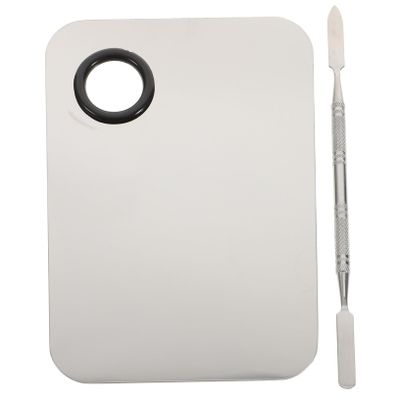 BESTYASH Stainless Steel Makeup Mixing Palette with Blending Spatula Cosmetic Tool for Customizing Foundation Blush Lip and Eyeshadow Colors