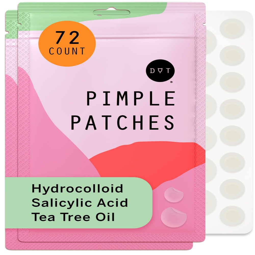 Dot Hydrocolloid Blemish Patches for Face Invisible Skin-Covering Stickers with Tea Tree & Vitamin C (8 & 12 mm, 72 ct)