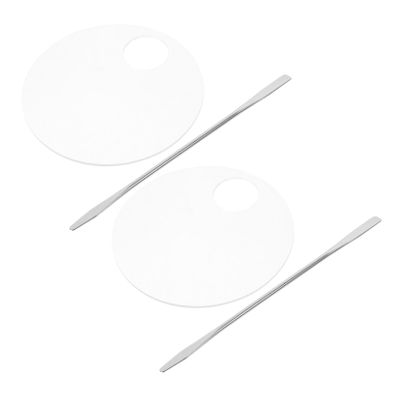 FOMIYES 2 Sets Acrylic Makeup Mixing Palette Kit with Spatula for Blending Foundation Pigment Mixing and Daily Use for Beauty Salon Artists Go Touch Ups