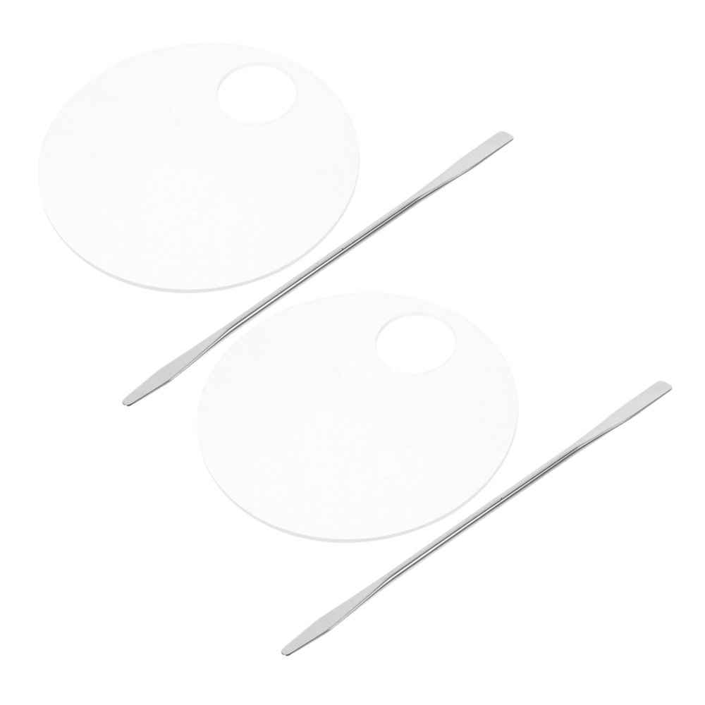 FOMIYES 2 Sets Acrylic Makeup Mixing Palette Kit with Spatula for Blending Foundation Pigment Mixing and Daily Use for Beauty Salon Artists Go Touch Ups