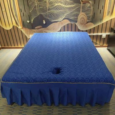 Blue,1.5 * 2m,LDLCYCN Massage Bed Cover with Face Hole Thai Massage Table Bedskirt Breathable Massage Table Skirt Reusable Beauty Bed Mattress Cover for Large-Sized Massage Table Spa Bed