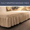 Coffee,1 * 2m,LDLCYCN Massage Bed Cover with Face Hole Thai Massage Table Bedskirt Breathable Massage Table Skirt Reusable Beauty Bed Mattress Cover for Large-Sized Massage Table Spa Bed view 3
