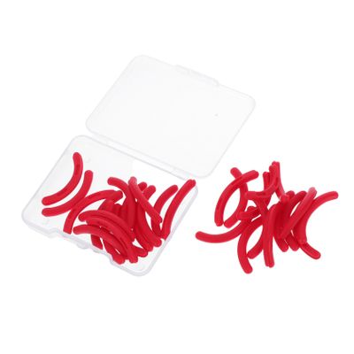 30pcs Eyelash Curler Refill Pads Rubber Universal Eye Lash Curler Replacement Pads Strips with Storage Box for Women Girls Curling Lashes Red