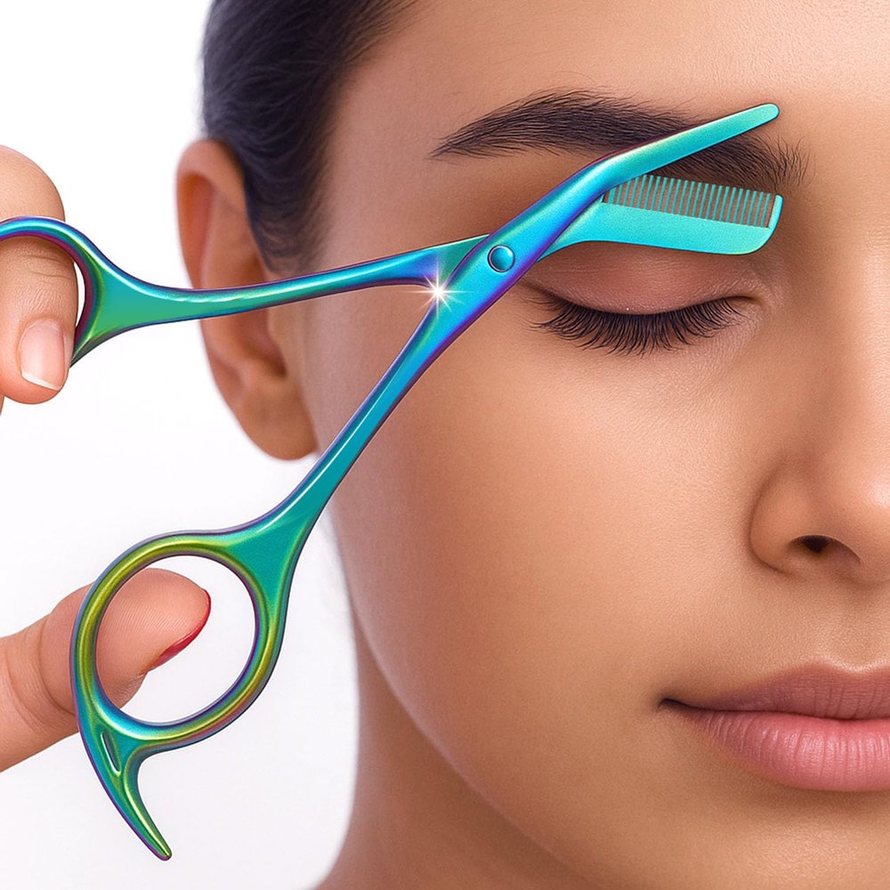 Eyebrow Trimming Scissors with Combs, Eyebrow Cutter Hair Removal Eyebrow Scissors,Eye brow razors, Eyebrow trimmer for women (Rainbow)