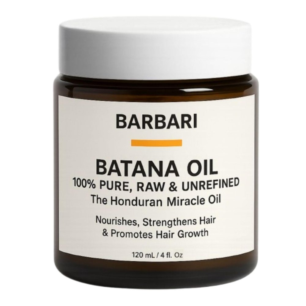BARBARI 4 oz Raw, Unrefined Batana Oil from Honduras - 100% Pure & Natural | Hair Growth, Moisturizing & Repairs Split Ends | Dr. Sebi | Deep Hydration, Shine & Scalp Nourishment for Men & Women