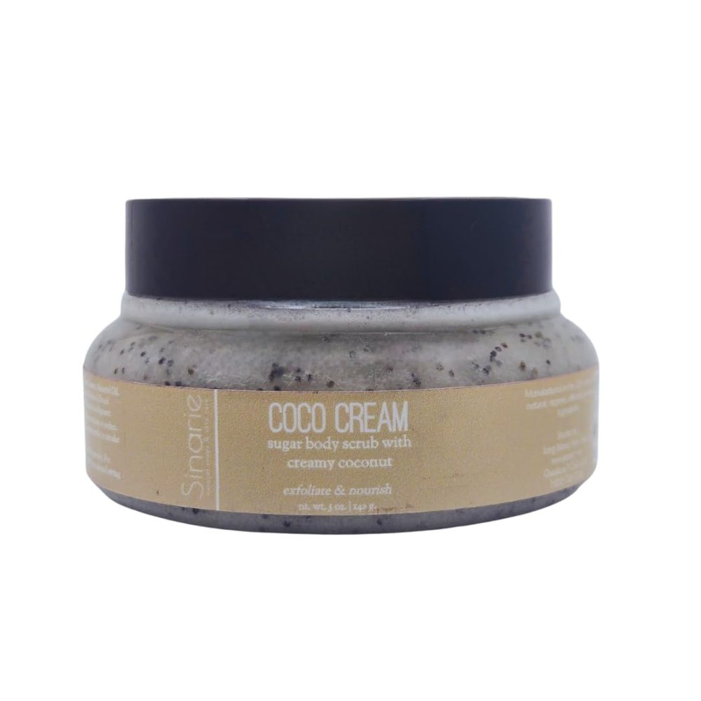 Exfoliating Sugar Scrub for Body Hydrating Moisturizing Body Polish with Natural Oils Gentle Spa Skincare for Smooth, Glowing Skin (5 oz., Coco Cream (Creamy Coconut))