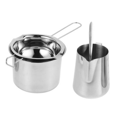 CALLARON Stainless Steel Double Boiler Pot Set for Melting Chocolate and Scented Wax 4-Piece Pot Set with Heat-Resistant Handles for Candle Making and Cooking