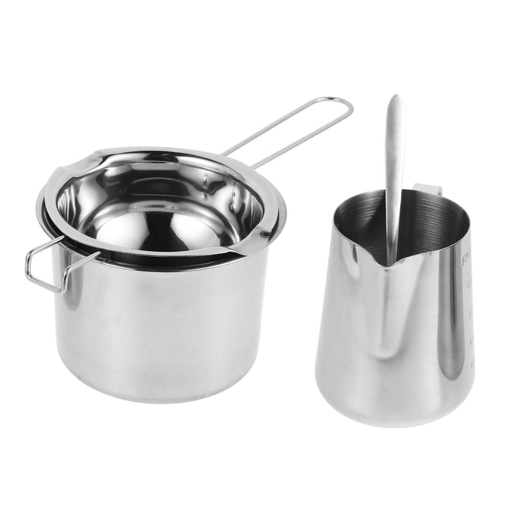 CALLARON Stainless Steel Double Boiler Pot Set for Melting Chocolate and Scented Wax 4-Piece Pot Set with Heat-Resistant Handles for Candle Making and Cooking