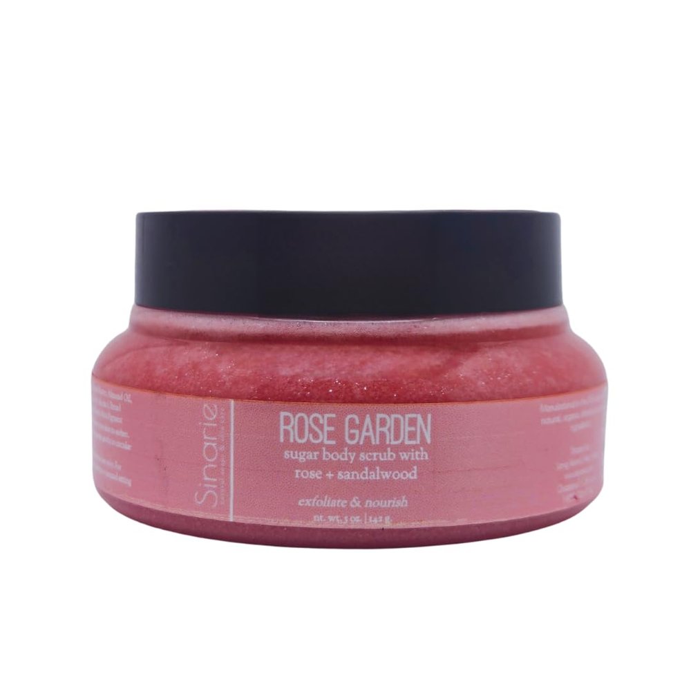 Exfoliating Sugar Scrub for Body Hydrating Moisturizing Body Polish with Natural Oils Gentle Spa Skincare for Smooth, Glowing Skin (5 oz., Rose Garden (Rose, Palo Santo & Sandalwood))