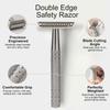 Double Edge Safety Razor with 10 Blades and Stand, Single Blade Razors for Men and Women, Long and Heavy Duty Stainless Steel Handle, Smooth Close Gentle Shave, Silver view 3