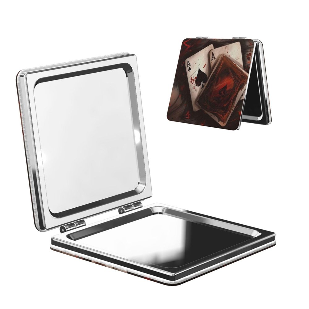 KKLWEGU Playing Cards Compact Pocket Mirror,1x/2x Cosmetic Mirror Portable Folding Handheld Mirrors Portable Travel Makeup Mirror for Women Girls