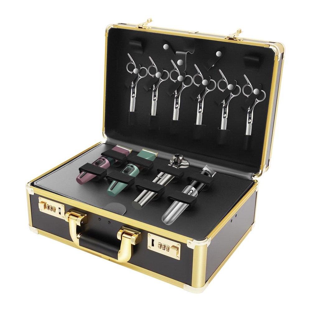 BIXIBIN Professional Hairdressing Case, Large Capacity Makeup & Barber Tool Organizer with Lock, Shoulder Strap, Fireproof for Travel, Salon, Cosmetologists