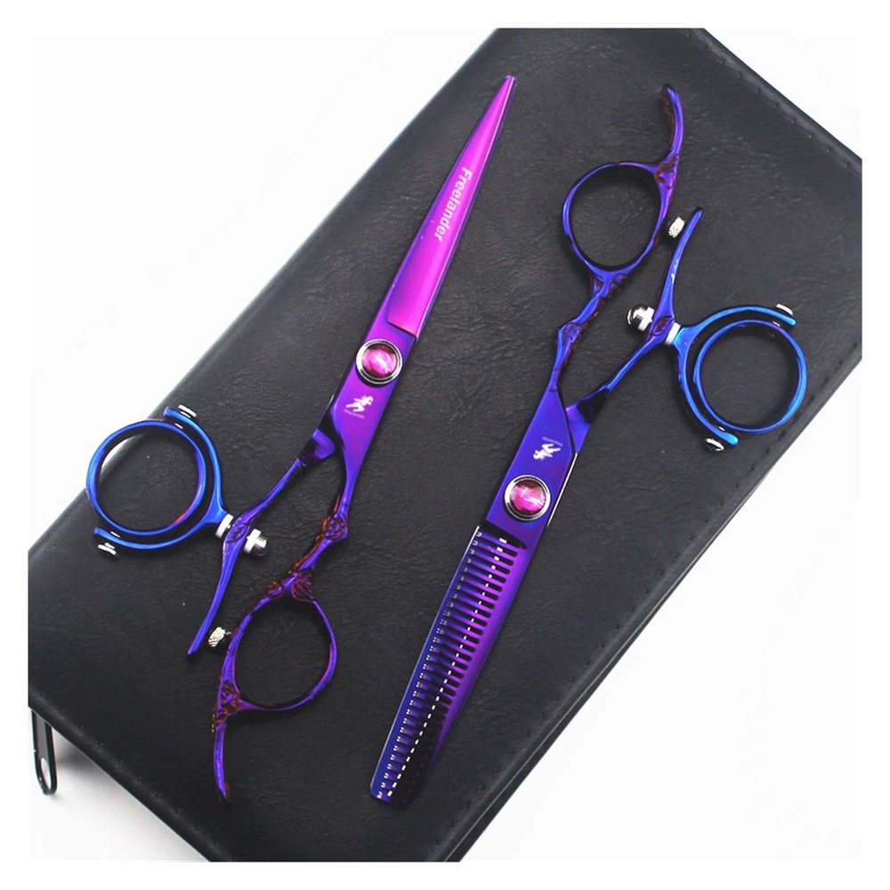 6.0" Swivel Thumb Hair Cutting Shears Hairdressinghaircutting Scissors 720 Degree Rotating Thumb Shears Swivel Thumb Scissor Flying Shears Hair Cutting Shears