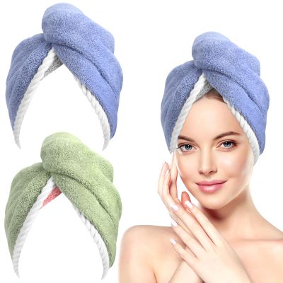 EPIGEIST 2Pcs Hair Drying Towels Coral Fleece Quick Dry Hair Turbans for Women Super Absorbent Comfortable Stylish Design for Home Travel Sports Salon Use