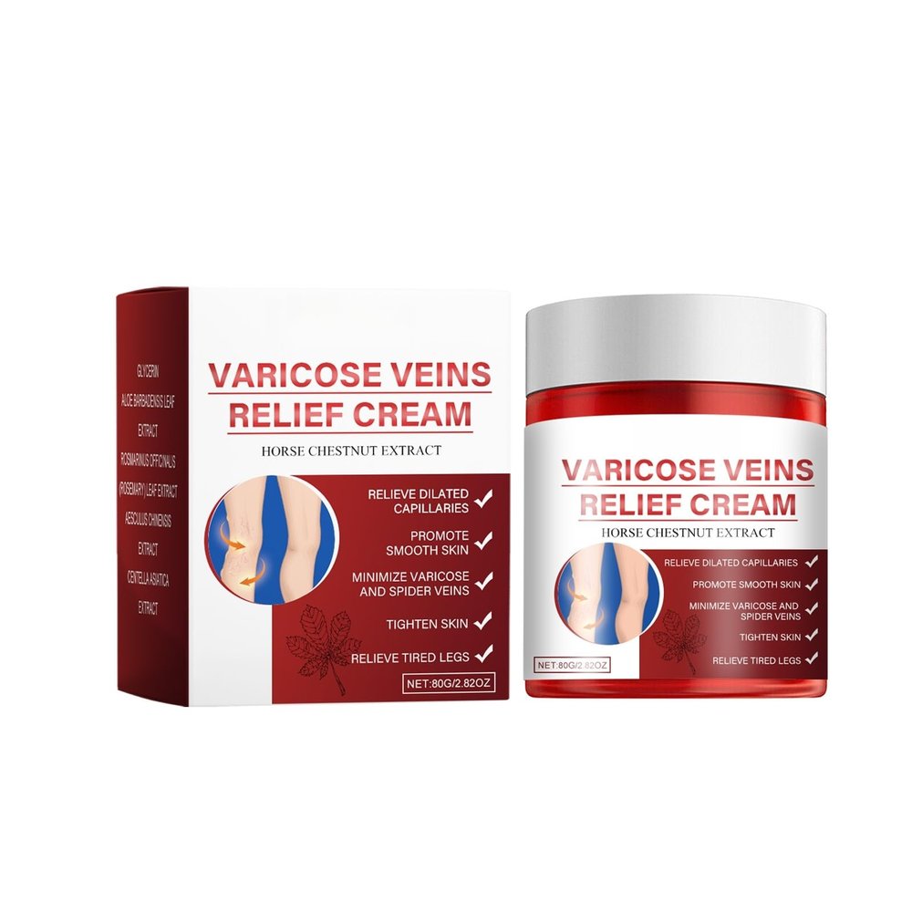 Varicose Veins Relief Cream with Horse Chestnut Extract, 2.82 oz, Promotes Smooth Skin and Relieves Tired Legs