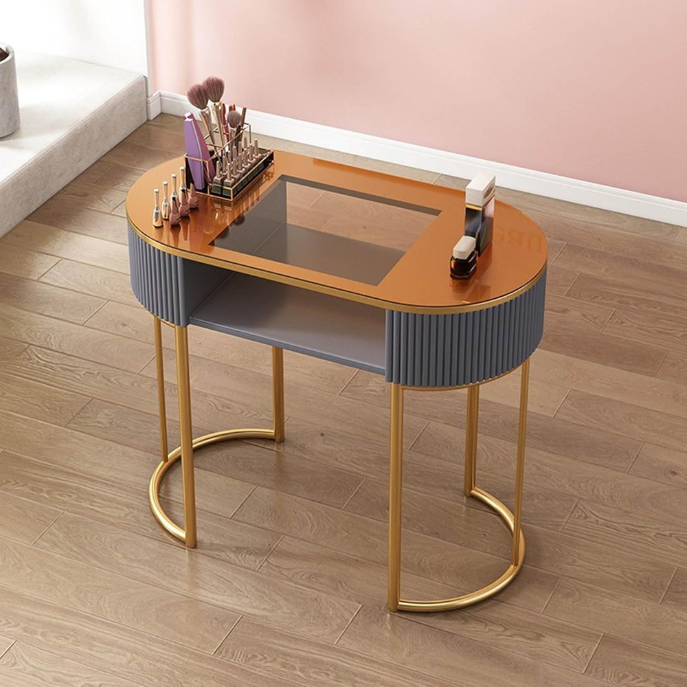 DESALAI Nail Tech Desk Artist Hand Manicure Table, Professional Modern Nail Beauty Workstation Wooden Salon Spa Nail Desk with Drawers and 3 Layers Storage Cabinet,Home Beauty Salon Equipment