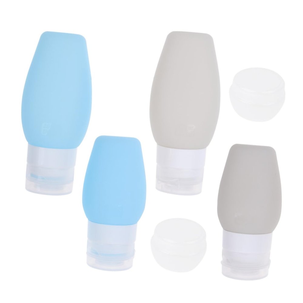 Anneome 6Pcs Silicone Travel Bottle Refillable Toiletry Containers for Liquids Leak Makeup Perfume Bottles and Grey for Travel Camping