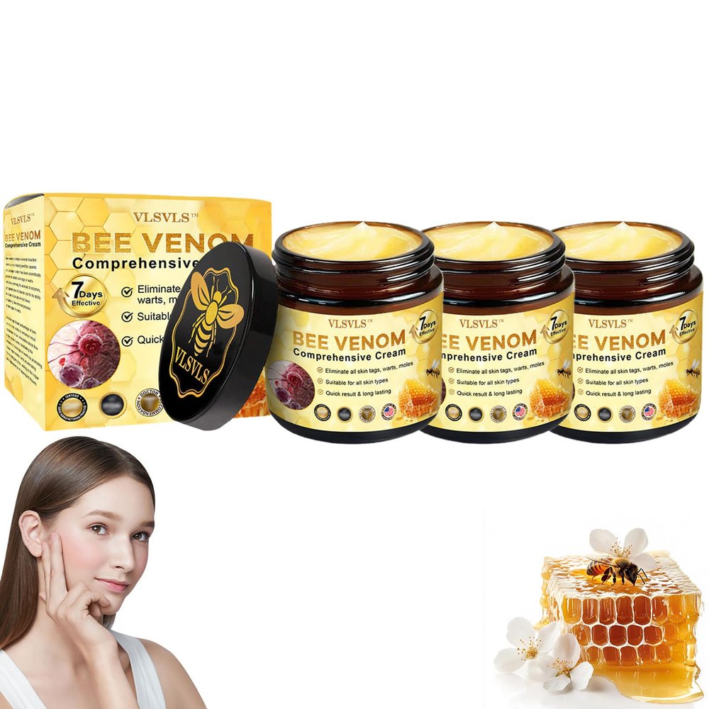Bee Venom Comprehensive Cream, Professional Bee Venom Skin Treatment Cream, Bee Venom Skin Restoration Cream-50g, Repair, Moisturize and lift 3 in 1, for All skin Types (3 Pack)
