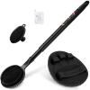 GEENOA Silicone Back/Face Scrubber & Soft Bath Glove 3PCS, 16''- 24'' Extendable Shower Back Scrubber, 360 Anti-Slip & Hand-fit Silicone Bath Glove, Manual Face Brush for All-Round Cleaning(Black) view 1