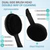 GEENOA Silicone Back/Face Scrubber & Soft Bath Glove 3PCS, 16''- 24'' Extendable Shower Back Scrubber, 360 Anti-Slip & Hand-fit Silicone Bath Glove, Manual Face Brush for All-Round Cleaning(Black) view 4