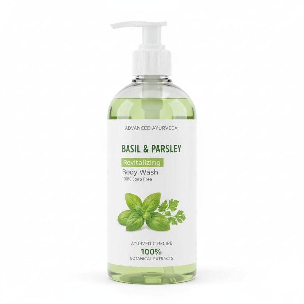 Basil & Parsley Revitalizing Body Wash | Soften Skin | Provides Natural Beauty | Deeply Cleanses | 100% Botanical Extracts | Suitable for All Skin Types | 200ml | 6.76 Fl Oz