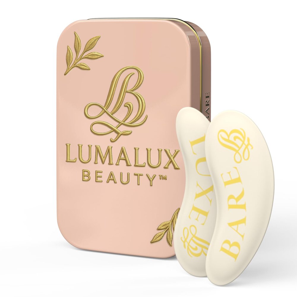 LUMALUX BEAUTY Reusable Under-Eye Patches Premium Silicone Eye Masks for Depuffing, Hydrating & Brightening | Long-Term Reusable 30+ Uses | Luxe & Bare | 1 Pair + Storage Tin