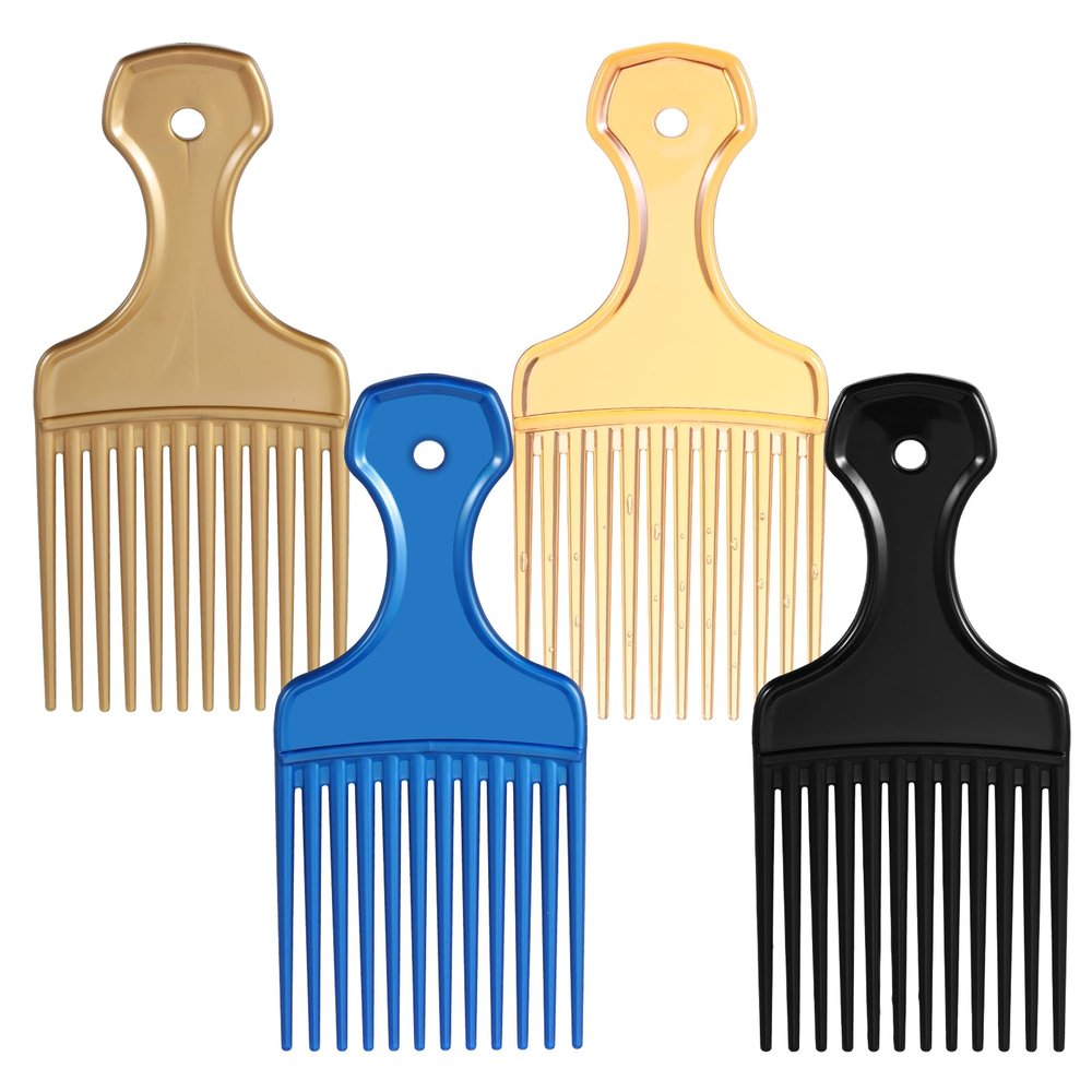 Pick for Curly Hair, 4 Pcs Plastic Hair Pick for Curly Medium to Long Thick Braids Hairs, Women, (4 Colors)